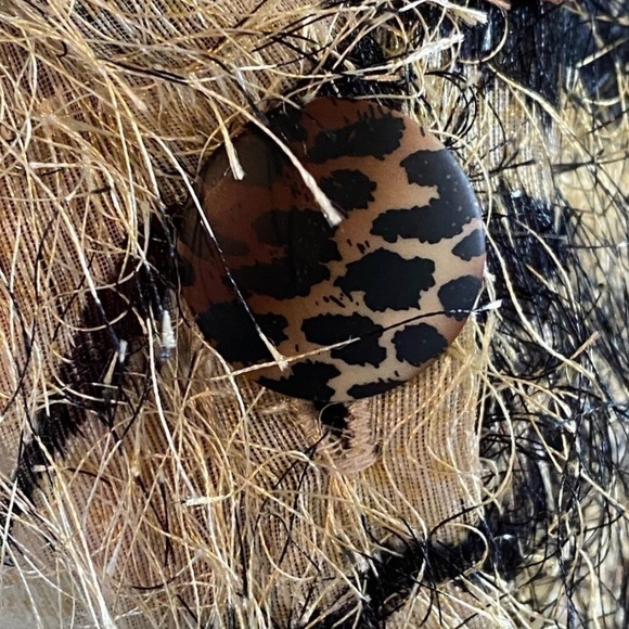 VINTAGE & RARE Vejaiz Animal Print Sheer Deep V Draped Duster size Small - Picture 3 of 5